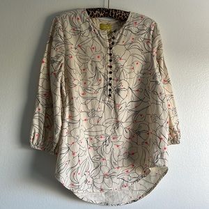 Maeve Cream Colored Blouse Top Large 100% Cotton